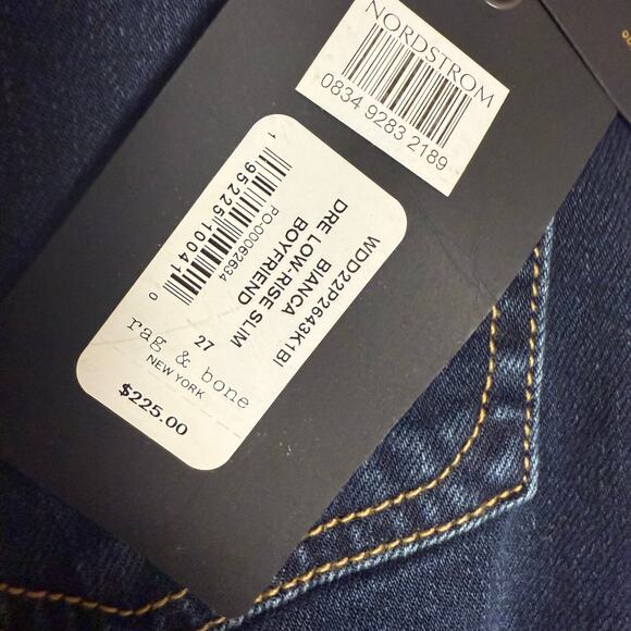 Rag & Bone Dre Low-Rise Slim Bianca Blue Denim Boyfriend Jeans Size 27 - Picture 12 of 13
